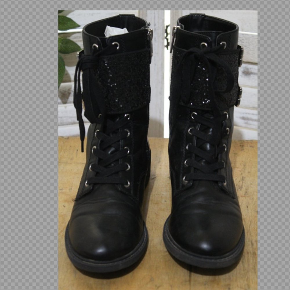 sam edelman lace up black glitter boots (72)🦋